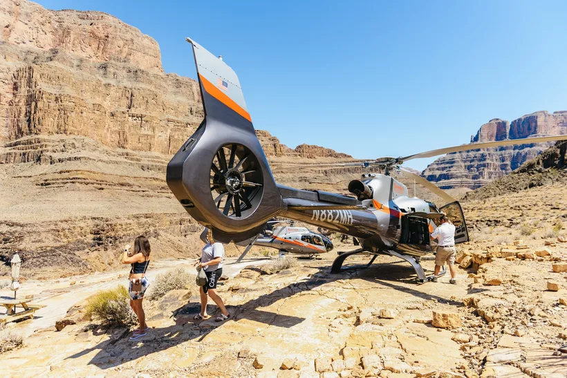 A champagne picnic on the floor of the Grand Canyon